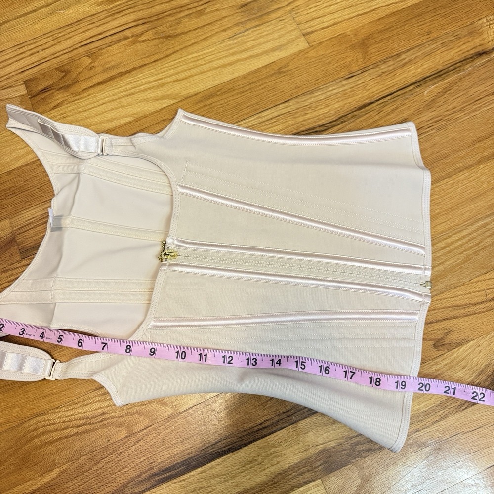 Women's Nude Waist Trainer Corset Vest Shape Wear Size M Zipper & Hooks - Picture 10 of 11